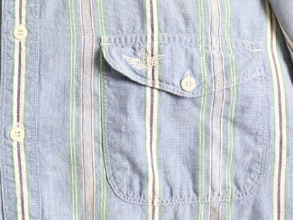 90s ■ ドッカーズ リーバイス 100% コットン ストライプ 半袖 シャンブレー シャツ メンズ XL 90年代 オールド LEVIS DOCKERS 半袖シャツ