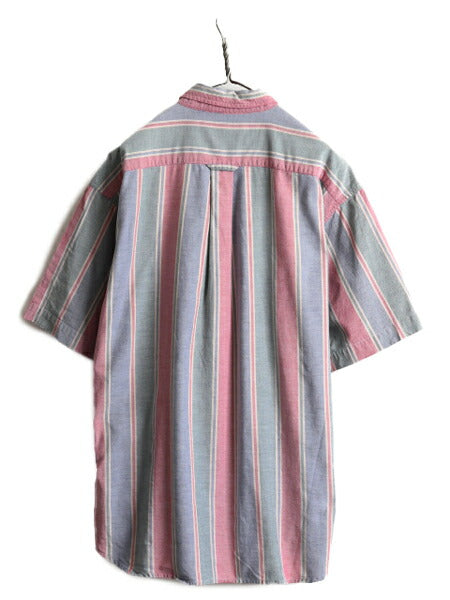 90s ■ ドッカーズ リーバイス ストライプ オックスフォード ボタンダウン 半袖 シャツ メンズ L 90年代 オールド コットン LEVIS DOCKERS