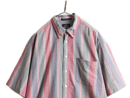 90s ■ ドッカーズ リーバイス ストライプ オックスフォード ボタンダウン 半袖 シャツ メンズ L 90年代 オールド コットン LEVIS DOCKERS