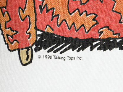 90s USA製 ネコ キャラクター メッセージ イラスト プリント Tシャツ メンズ L 古着 オールド アート シングルステッチ ヘビーウェイト 白