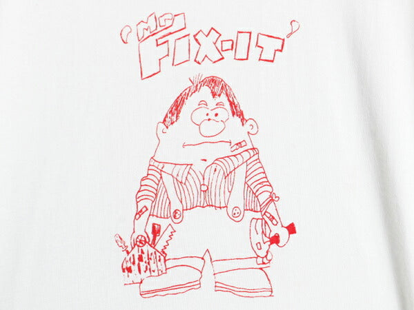 90s USA製 アート イラスト プリント 半袖 Tシャツ メンズ L 古着 90年代 オールド キャラクター グラフィック シングルステッチ ホワイト