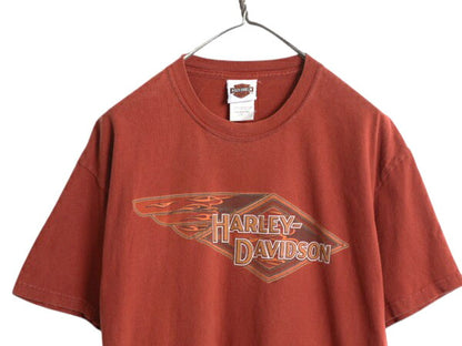 USA製 ハーレー ダビッドソン 両面 プリント Tシャツ メンズ L / オフィシャル バイク ファイヤー イラスト グラフィック ヘビーウェイト