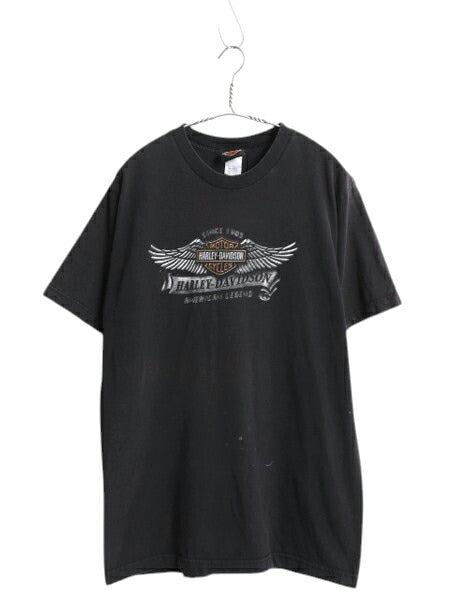 USA製 ハーレー ダビッドソン 両面 プリント Tシャツ メンズ L 古着 オフィシャル バイク イラスト グラフィック ヘビーウェイト ブラック
