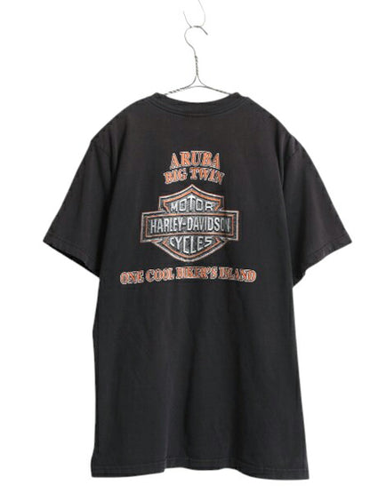 USA製 ハーレー ダビッドソン 両面 プリント Tシャツ メンズ L 古着 オフィシャル バイク イラスト グラフィック ヘビーウェイト ブラック