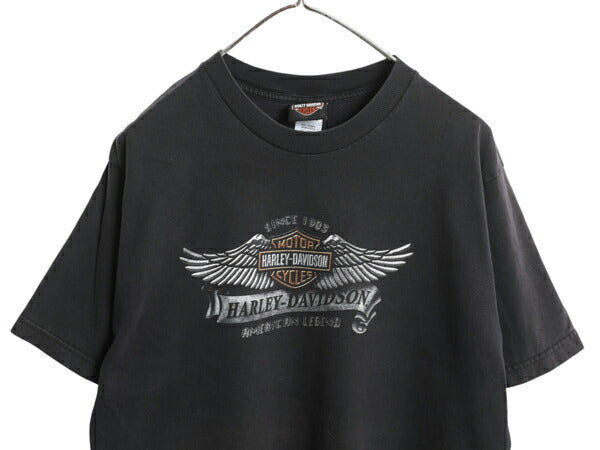 USA製 ハーレー ダビッドソン 両面 プリント Tシャツ メンズ L 古着 オフィシャル バイク イラスト グラフィック ヘビーウェイト ブラック