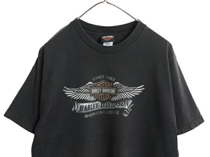 USA製 ハーレー ダビッドソン 両面 プリント Tシャツ メンズ L 古着 オフィシャル バイク イラスト グラフィック ヘビーウェイト ブラック