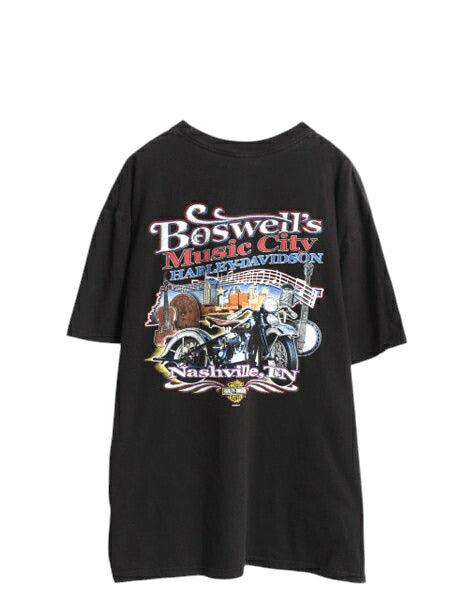 ハーレー ダビッドソン 両面 プリント Tシャツ メンズ XL / オフィシャル バイク イラスト グラフィック ヘビーウェイト 大きいサイズ 黒