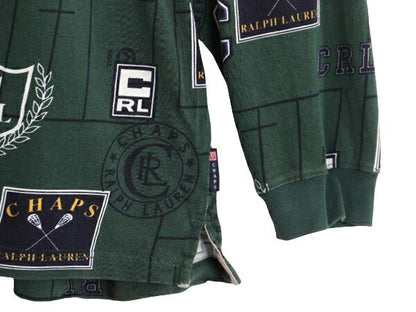 90s チャップス ラルフローレン 総柄 長袖 ラガー シャツ メンズ L 古着 90年代 オールド CHAPS ポロ ラグビー 長袖シャツ ヘビーウェイト
