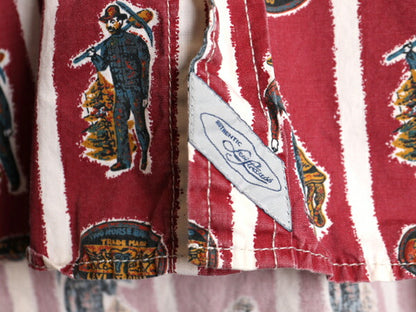 90s リーバイス 総柄 コットン 長袖 シャツ メンズ XL / オールド Levis サドルマン マルチカラー ストライプ ポケット付き 大きいサイズ
