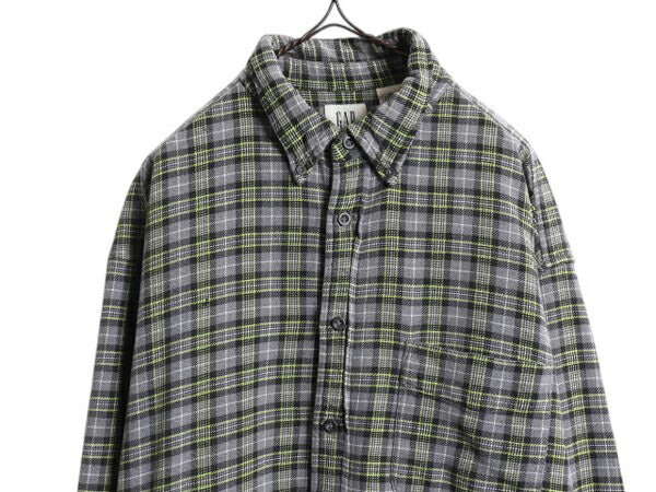 00s OLD GAP チェック ヘビー フランネル ボタンダウン シャツ メンズ XL 古着 オールド ギャップ 長袖シャツ コットン ネル マルチカラー