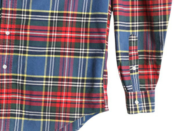 90s ポロ ラルフローレン チェック オックスフォード ボタンダウン シャツ キッズ XL メンズ M 古着 長袖シャツ マルチカラー ポケット付き