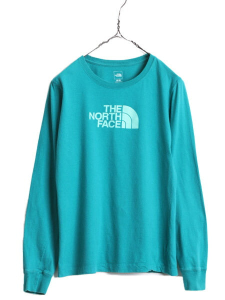 ノースフェイス プリント 長袖 Tシャツ レディース M / 古着 The North Face アウトドア クルーネック ロングスリーブ ロンT カットソー 緑