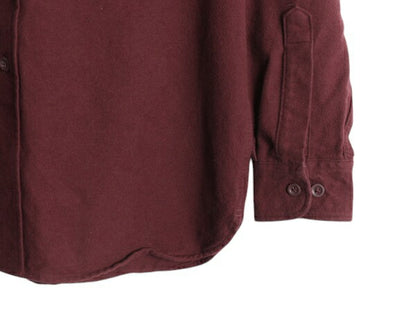 エルエルビーン コットン シャモア クロス シャツ メンズ M 古着 LLBean アウトドア 長袖シャツ ネルシャツ ヘビー フランネル 無地 エンジ