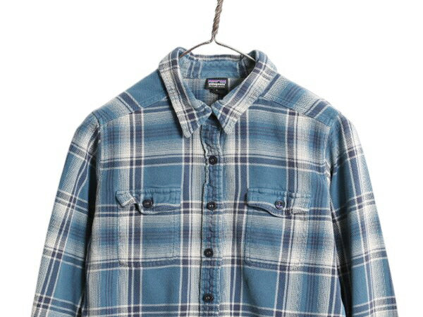 パタゴニア フィヨルド フランネル シャツ レディース S 程/ 15年製 Patagonia アウトドア オーガニック コットン 長袖シャツ マルチカラー