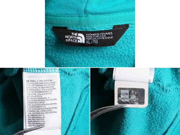 ノースフェイス プリント スウェット フード パーカー レディース XL 古着 The North Face アウトドア トレーナー プルオーバー 裏起毛 青