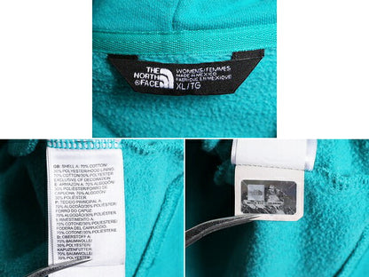 ノースフェイス プリント スウェット フード パーカー レディース XL 古着 The North Face アウトドア トレーナー プルオーバー 裏起毛 青