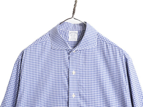 ブルックスブラザーズ ギンガム チェック 長袖 シャツ メンズ L 程 Brooks Brothers REGENT ピマ コットン ドレス ワイシャツ ノーアイロン