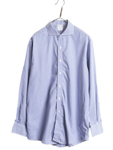 ブルックスブラザーズ ギンガム チェック 長袖 シャツ メンズ L 程 Brooks Brothers REGENT ピマ コットン ドレス ワイシャツ ノーアイロン