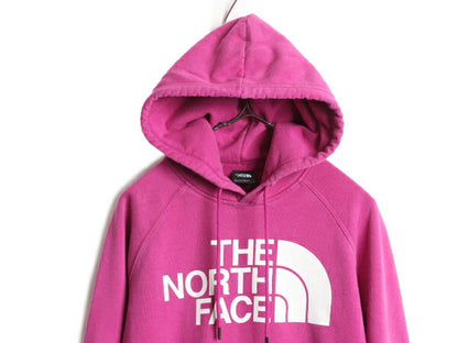 ノースフェイス プリント スウェット フード パーカー レディース S / The North Face アウトドア トレーナー 裏起毛 プルオーバー ピンク