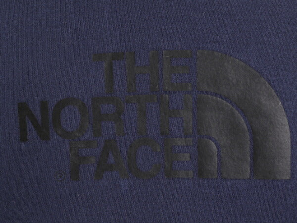 ノースフェイス プリント スウェット フード パーカー メンズ M 古着 The North Face ロゴ プルオーバー 裏起毛 トレーナー アウトドア 紺