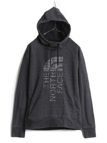 ノースフェイス スウェット フード パーカー レディース M The North Face プルオーバー 裏起毛 アウトドア ハイネック ロゴ 刺繍 2トーン