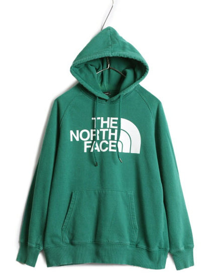 ノースフェイス プリント スウェット フード パーカー レディース M 古着 The North Face アウトドア トレーナー 裏起毛 プルオーバー 薄手