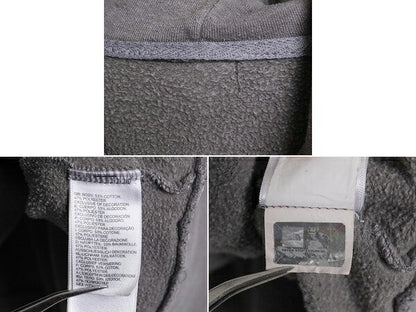 US企画 ノースフェイス プリント スウェット フード パーカー メンズ L 程 古着 The North Face ボックスロゴ ワッペン 刺繍 トレーナー 灰