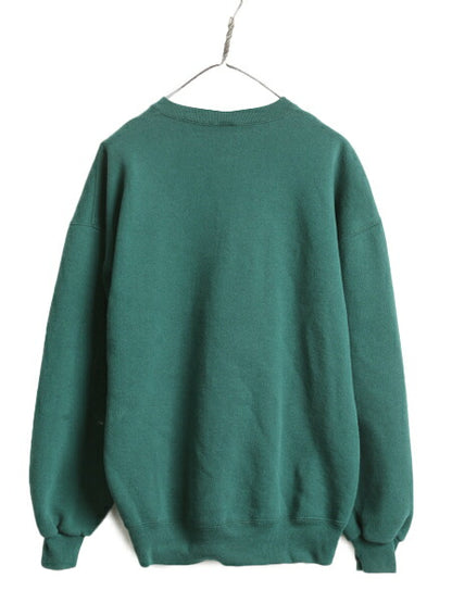 90s USA製 ラッセル 無地 スウェット メンズ レディース XL / 古着 90年代 オールド RUSSELL トレーナー 裏起毛 大きいサイズ 前V グリーン