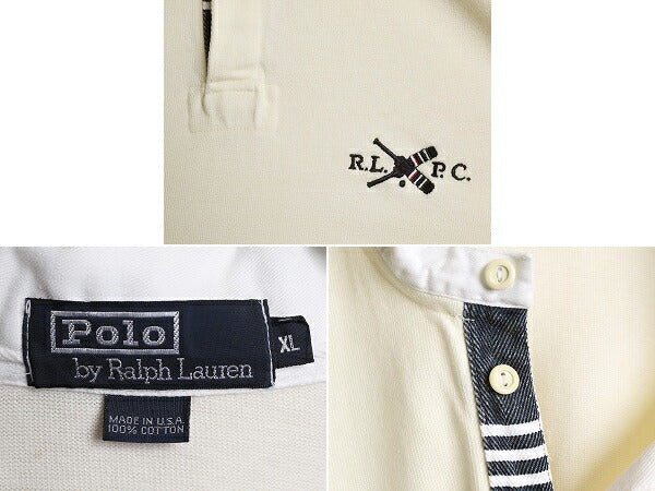 90s USA製 ポロ ラルフローレン 長袖 ラガー シャツ メンズ XL / 90年代 オールド ラグビーシャツ 長袖シャツ ヘビーウェイト ワンポイント