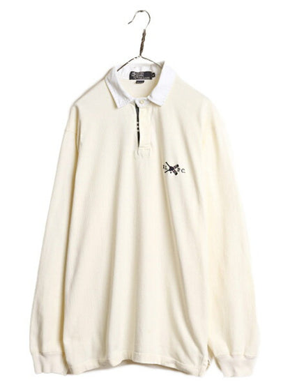 90s USA製 ポロ ラルフローレン 長袖 ラガー シャツ メンズ XL / 90年代 オールド ラグビーシャツ 長袖シャツ ヘビーウェイト ワンポイント