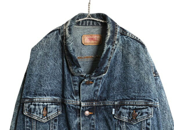 90s USA製 リーバイス 75068 0227 ケミカルウォッシュ デニム ジャケット メンズ L オールド Levis ジージャン トラッカー 4ポケット 70506