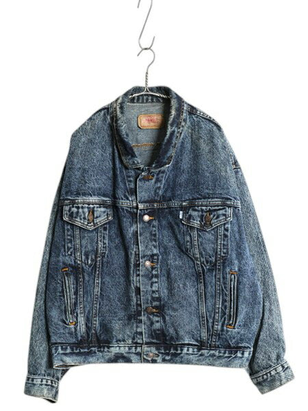 90s USA製 リーバイス 75068 0227 ケミカルウォッシュ デニム ジャケット メンズ L オールド Levis ジージャン トラッカー 4ポケット 70506