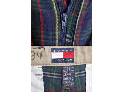 90s トミーヒルフィガー 2タック チェック コットン ショートパンツ メンズ 34 / 90年代 オールド TOMMY HILFIGER ショーツ 短パン 半パン