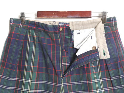 90s トミーヒルフィガー 2タック チェック コットン ショートパンツ メンズ 34 / 90年代 オールド TOMMY HILFIGER ショーツ 短パン 半パン