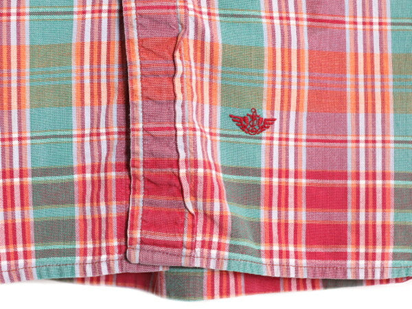 90s ドッカーズ リーバイス チェック ボタンダウン 半袖 シャツ メンズ L / 古着 90年代 オールド LEVIS DOCKERS コットン BD マルチカラー
