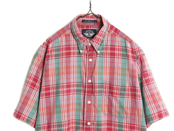 90s ドッカーズ リーバイス チェック ボタンダウン 半袖 シャツ メンズ L / 古着 90年代 オールド LEVIS DOCKERS コットン BD マルチカラー