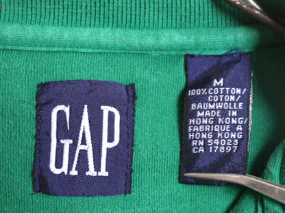 90s OLD GAP 長袖 ポロシャツ メンズ M / 古着 90年代 オールド ギャップ 長袖シャツ ヘビーウェイト 無地 コットン 旧タグ 厚手 ラガー 緑