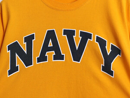 90s USA製 US NAVY プリント 半袖 Tシャツ メンズ M / オールド 当時物 ミリタリー ヘビーウェイト コットン イエロー 軍物 USN シンプル