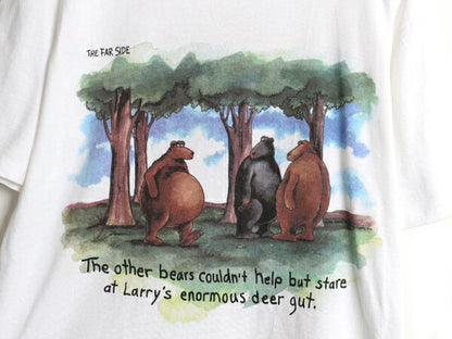 90s USA製 アニマル ジョーク イラスト プリント Tシャツ メンズ L / オールド キャラクター アート グラフィック ヘビーウェイト ホワイト