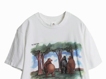 90s USA製 アニマル ジョーク イラスト プリント Tシャツ メンズ L / オールド キャラクター アート グラフィック ヘビーウェイト ホワイト