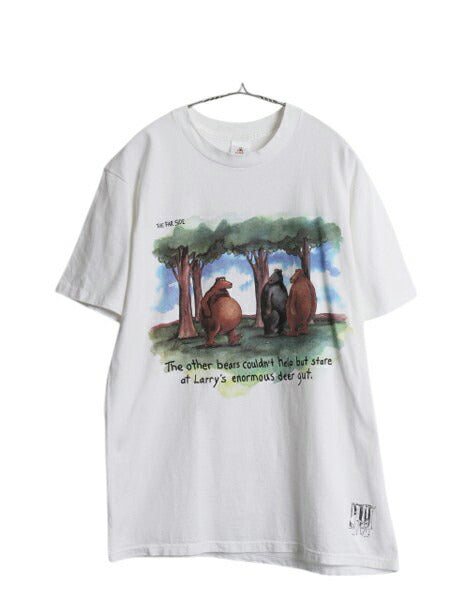 90s USA製 アニマル ジョーク イラスト プリント Tシャツ メンズ L / オールド キャラクター アート グラフィック ヘビーウェイト ホワイト