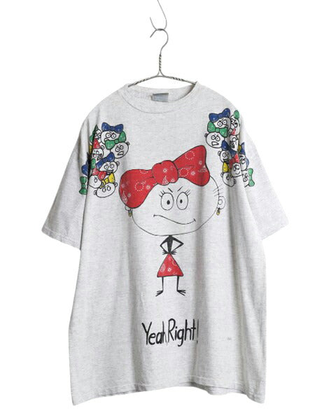 90s FREEZE キャラクター プリント Tシャツ メンズ XL / オールド アート イラスト グラフィック メッセージ ヘビーウェイト 大きいサイズ