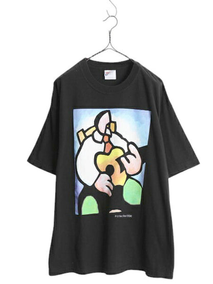 90s USA製 企業 アート イラスト 両面 プリント Tシャツ メンズ XL / オールド グラフィック ヘビーウェイト 大きいサイズ ブラック 企業物