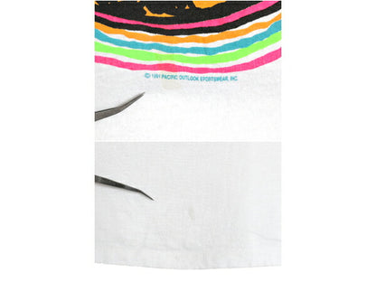90s USA製 地球 アート メッセージ イラスト プリント Tシャツ メンズ XL オールド サーフ グラフィック シングルステッチ 大きいサイズ 白