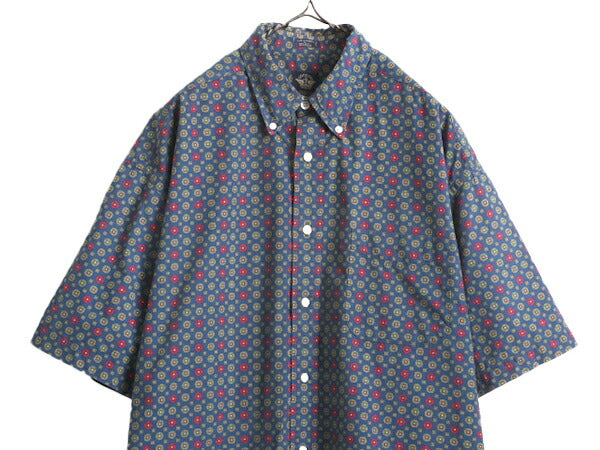 90s ドッカーズ リーバイス 総柄 ボタンダウン 半袖 シャツ メンズ L 古着 90年代 オールド LEVIS DOCKERS コットン BDシャツ マルチカラー