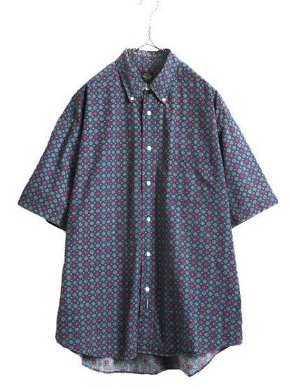 90s ドッカーズ リーバイス 総柄 ボタンダウン 半袖 シャツ メンズ L 古着 90年代 オールド LEVIS DOCKERS コットン BDシャツ マルチカラー