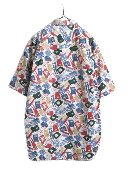 90s ドッカーズ リーバイス 総柄 ボタンダウン 半袖 シャツ メンズ L 古着 90年代 オールド LEVIS DOCKERS コットン マルチカラー BDシャツ