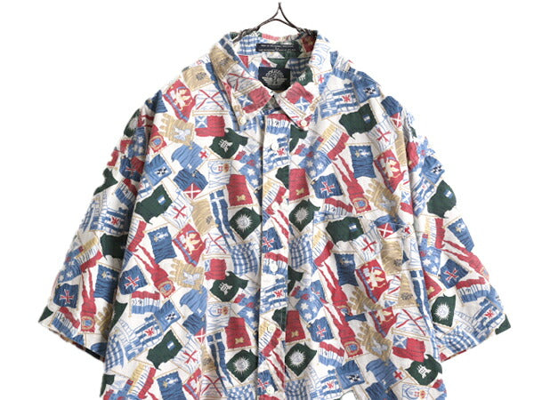 90s ドッカーズ リーバイス 総柄 ボタンダウン 半袖 シャツ メンズ L 古着 90年代 オールド LEVIS DOCKERS コットン マルチカラー BDシャツ