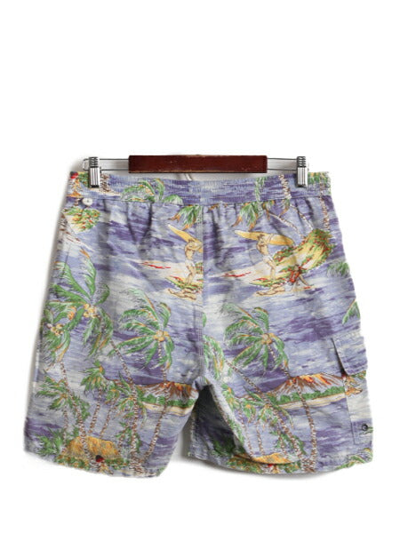 90s ポロ ラルフローレン 総柄 ショートパンツ メンズ S / サーフ スイム ショーツ 短パン 水着 海パン ボード 水陸両用 ハワイアン アロハ
