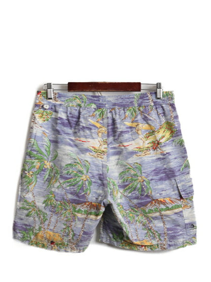 90s ポロ ラルフローレン 総柄 ショートパンツ メンズ S / サーフ スイム ショーツ 短パン 水着 海パン ボード 水陸両用 ハワイアン アロハ